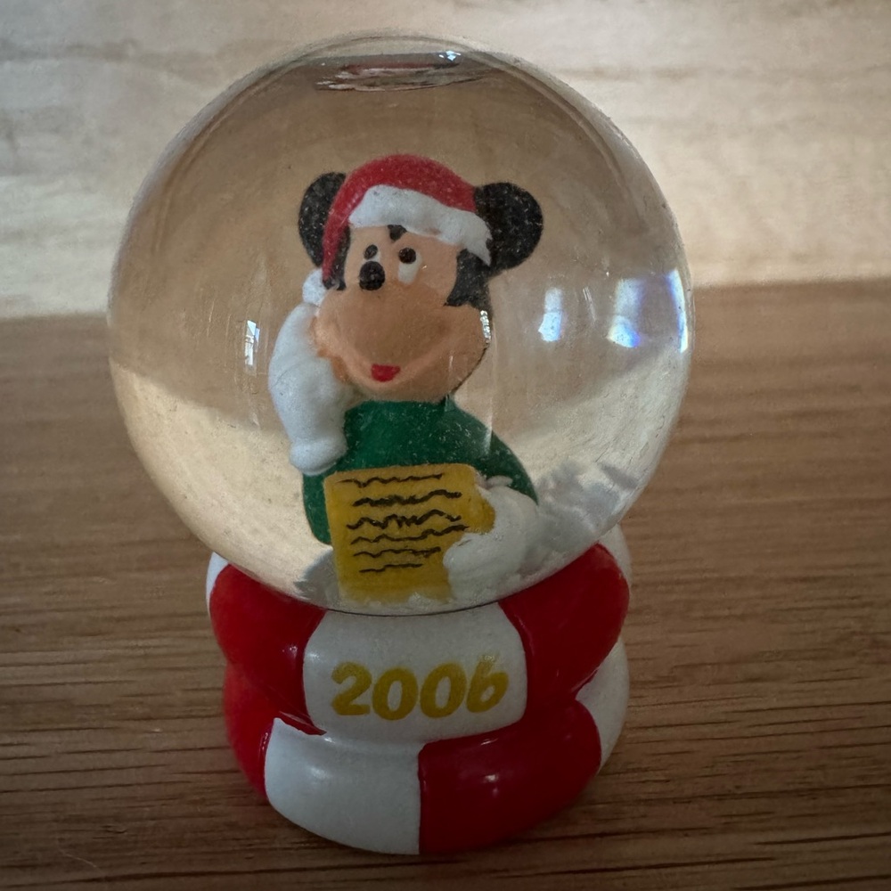 Mickey Mouse Snow Globe with Santa Hat